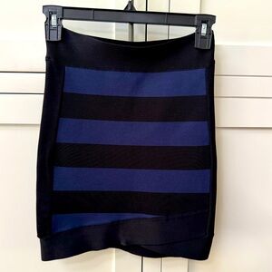 BCBG MAXAZRIA Navy & Black Horizontal Striped Bodycon Skirt Small